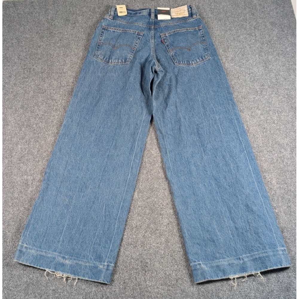 Levis Premium XL Straight Jeans Womens 25/31 Med Wash Wide Leg NWT - Picture 10 of 12